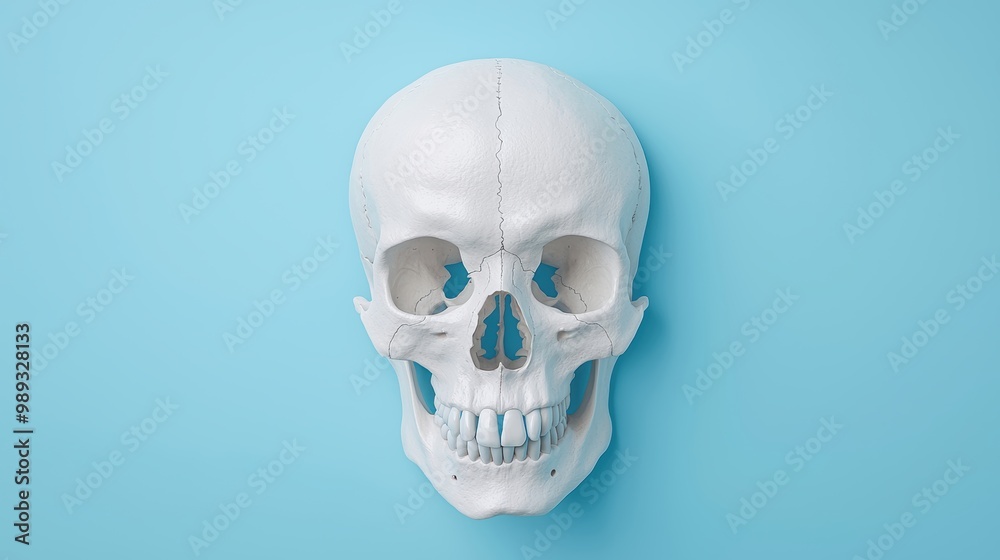 Human Skull on Blue Background for Educational Use Human Skull on Blue Background for Educational Use