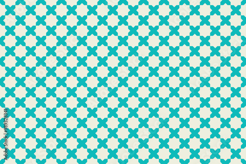 Arabic Mosaic Zellige Colorful Vector. Blue and cream colors. Seamless