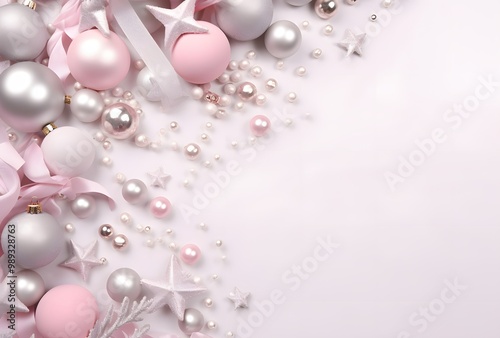 Pastel Pink & Silver Christmas Ornament Frame