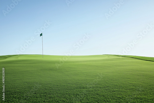 Golf Course with Simple Green and Flag