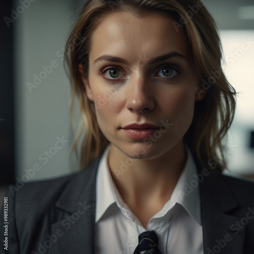 Beautiful Business Woman in Grey Business Suit