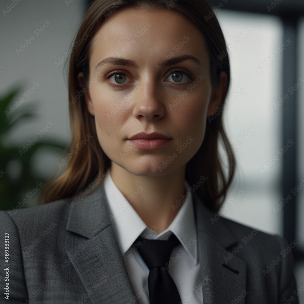 Beautiful Business Woman in Grey Business Suit Beautiful Business Woman in Grey Business Suit