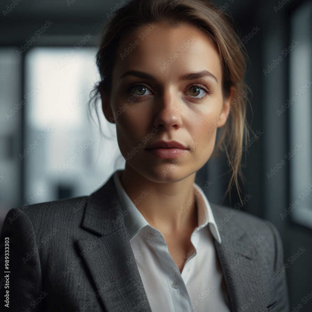 Beautiful Business Woman in Grey Business Suit Beautiful Business Woman in Grey Business Suit