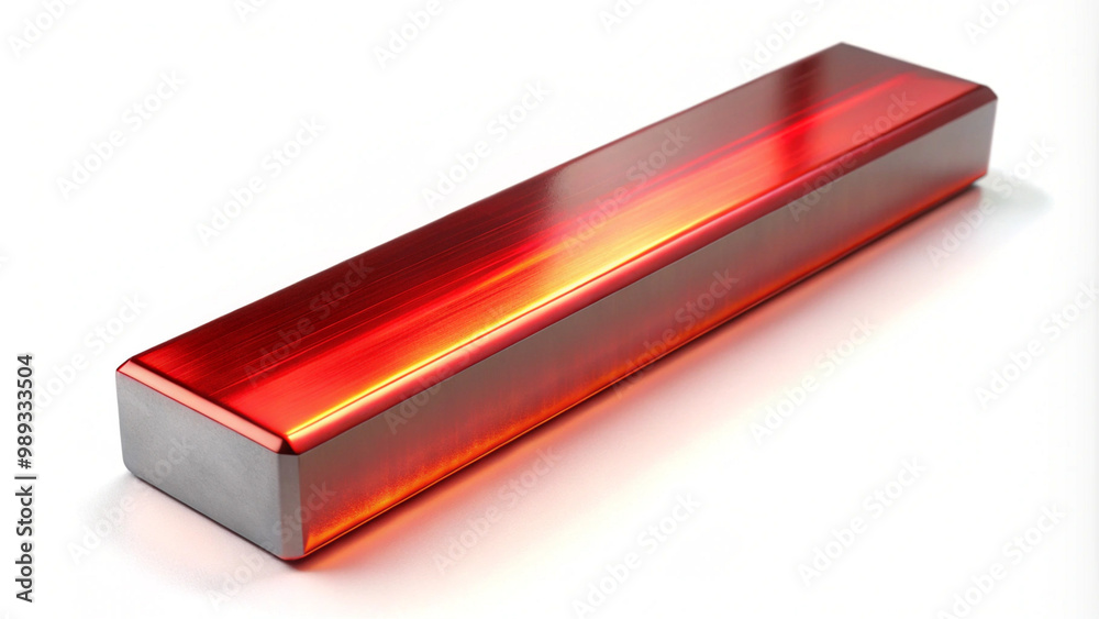  Red Metallic Bar on White Background