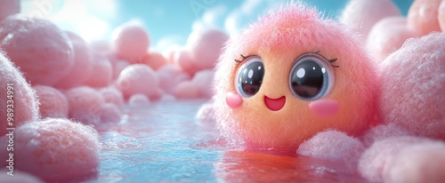 3d rendering of a hearteyed emoji character in a whimsical candycolored world soft bouncy textures and playful lighting create a cheerful atmosphere photo