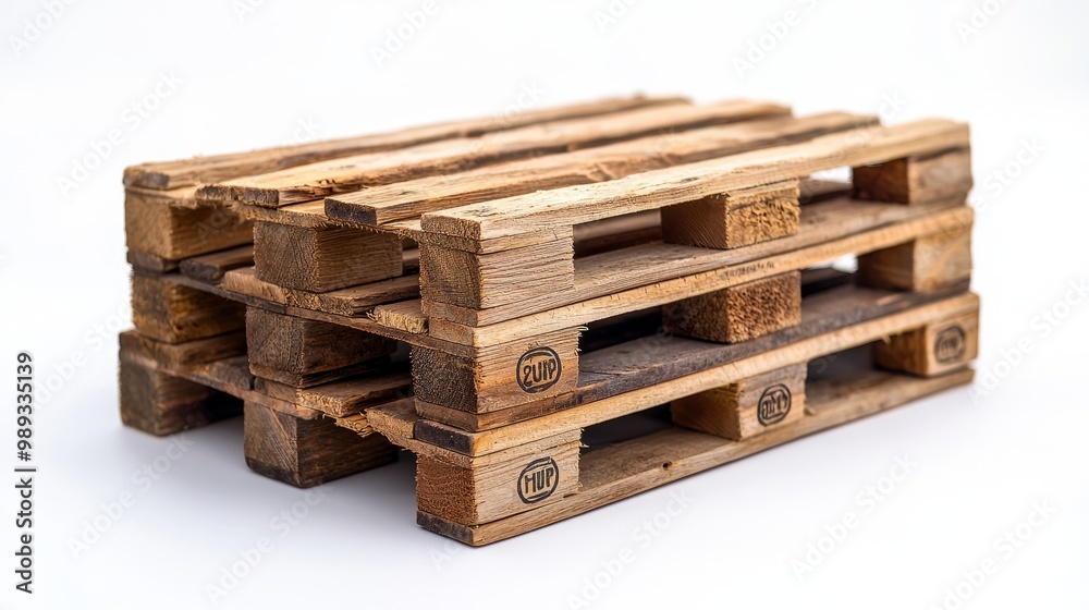 Stacked wooden pallets isolated on white background Stacked wooden pallets isolated on white background