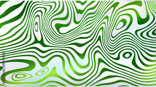 Abstract white green fluid swirl bg. Liquid line surface.