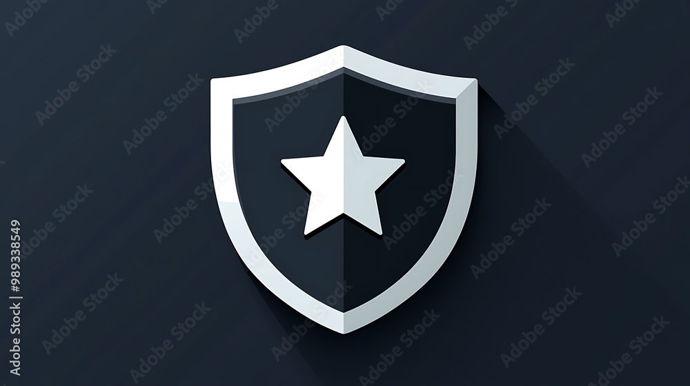 Clean Vector App Icon of White Shield with Star on Dark Background Clean Vector App Icon of White Shield with Star on Dark Background