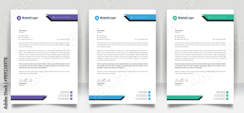 Abstract business letterhead template design for business project. Corporate letterhead design with color variation bundle. Creative Office letterhead layout with company logo and icon.