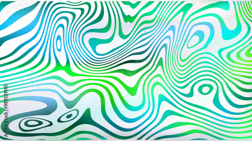 Abstract white green fluid swirl bg. Liquid line surface.