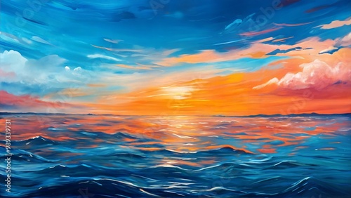 Abstract Sea Background with Oil Paint Strokes