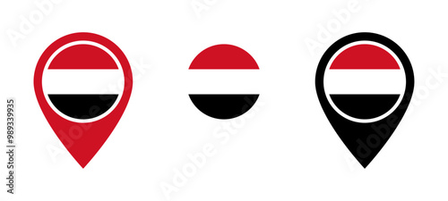 Yemen flag location icon set Free Download Yemen flag location icon set - GFXLoad