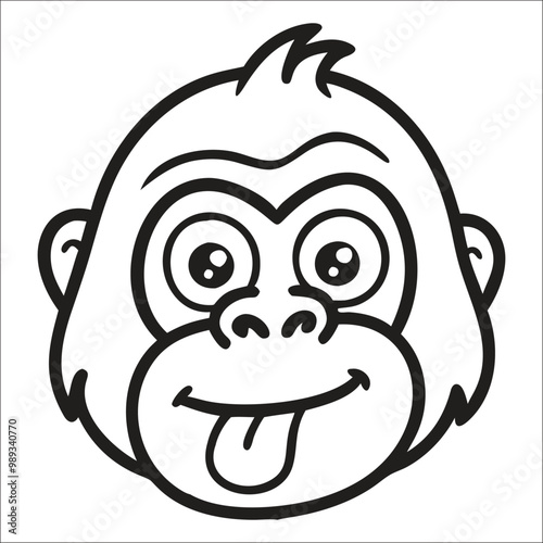 Vector hand drawn cartoon gorilla funny face illustration
