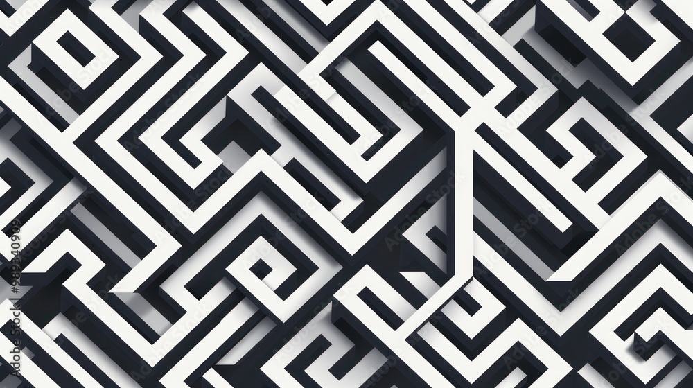 Abstract Maze Pattern with 3D Effect Abstract Maze Pattern with 3D Effect