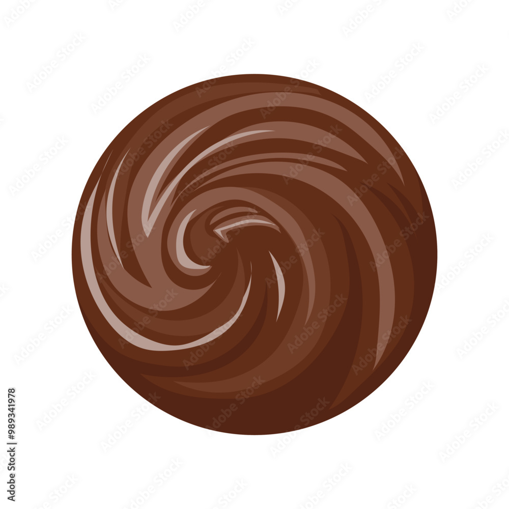 Chocolate liquid swirl in flat design. Cocoa liquid pouring in spiral. Vector illustration isolated. Chocolate liquid swirl in flat design. Cocoa liquid pouring in spiral. Vector illustration isolated.