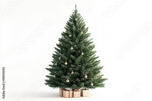 christmas tree isolated  Beautiful christmas tree isolated on white background   studio shot