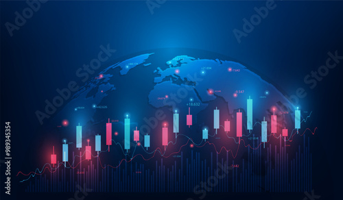 business finance investment graph increase in global technology. economy world trend stock trading. vector illustration fantastic technology.