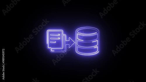 Glowing Neon Data Collection Icon Isolated on Black Background - HD Motion Graphics Animation photo