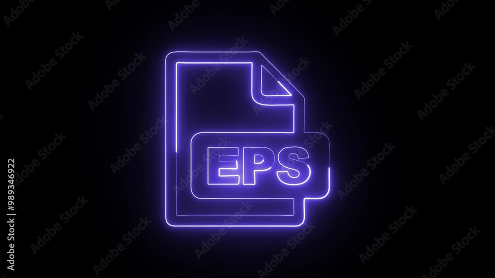Glowing Neon EPS File Icon Isolated on Black Background - HD Motion Graphics Animation Glowing Neon EPS File Icon Isolated on Black Background - HD Motion Graphics Animation