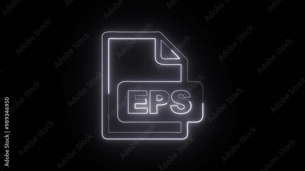 Glowing Neon EPS File Icon Isolated on Black Background - HD Motion Graphics Animation Glowing Neon EPS File Icon Isolated on Black Background - HD Motion Graphics Animation
