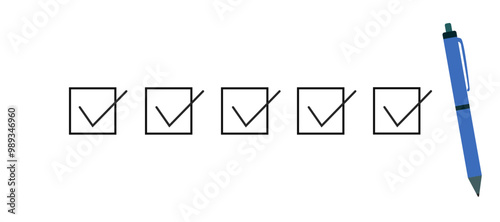 Checklist blue marking and pen.Checklist idea concept.
