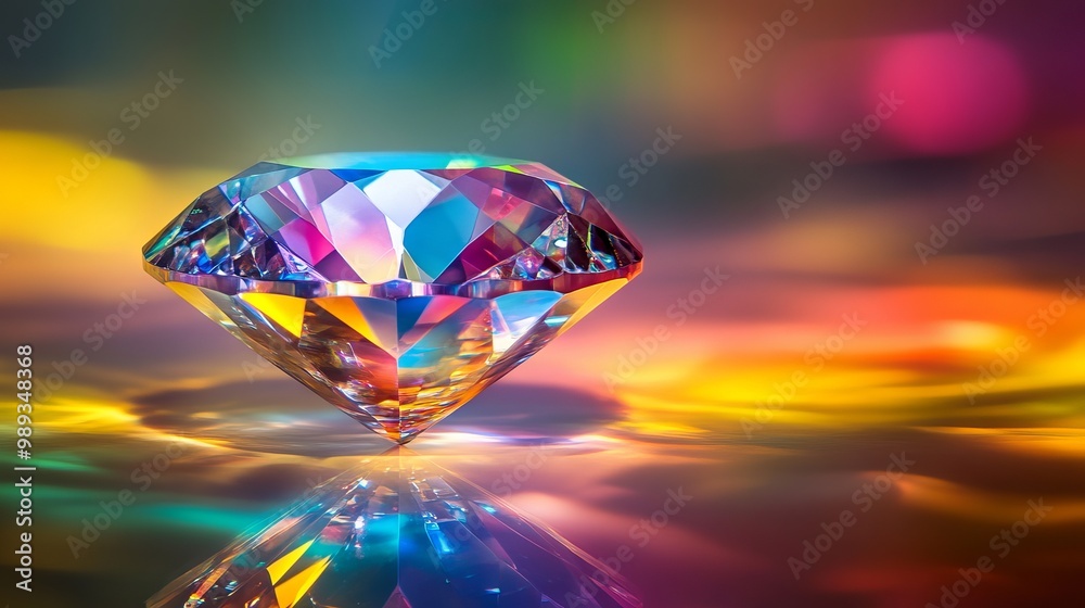 A sparkling crystal shines against a colorful background. It's a beautiful, luxurious diamond. A sparkling crystal shines against a colorful background. It's a beautiful, luxurious diamond.