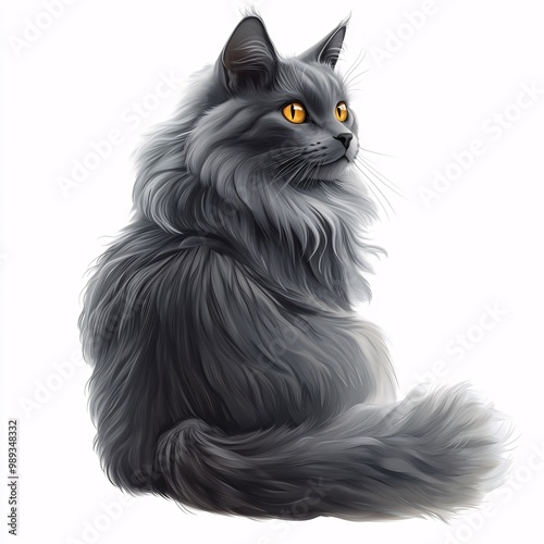 Illustration of Nebelung Cat on White Background photo