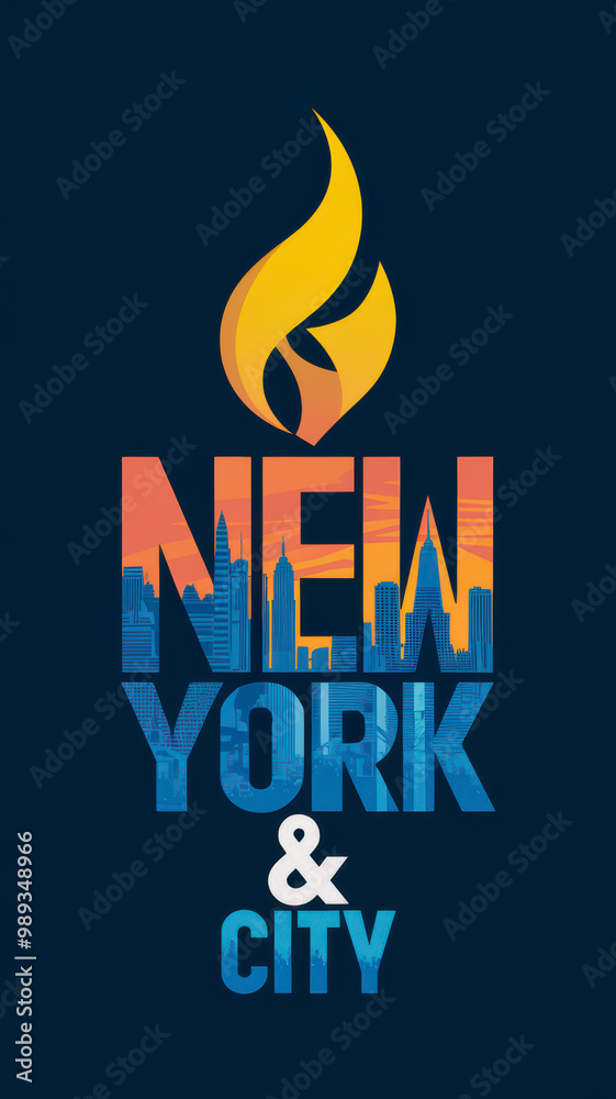 A Modern-style colorful graphic poster design, Abstract New York City Skyline, icon uniqueness of london illustration bold font (New York City) A Modern-style colorful graphic poster design, Abstract New York City Skyline, icon uniqueness of london illustration bold font (New York City)