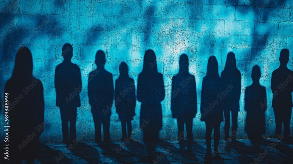 A group of people are standing in front of a wall A group of people are standing in front of a wall