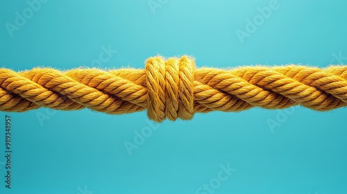 A yellow rope with a knot in it