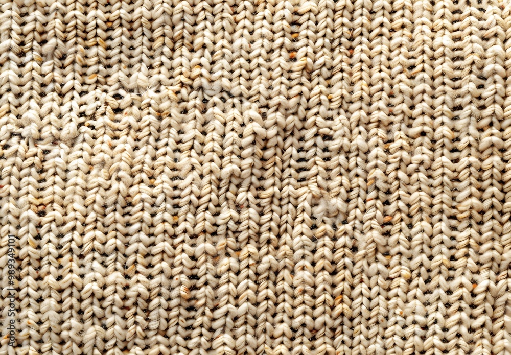 Fototapeta premium Beige Knitted Fabric Texture with Brown and Orange Speckles