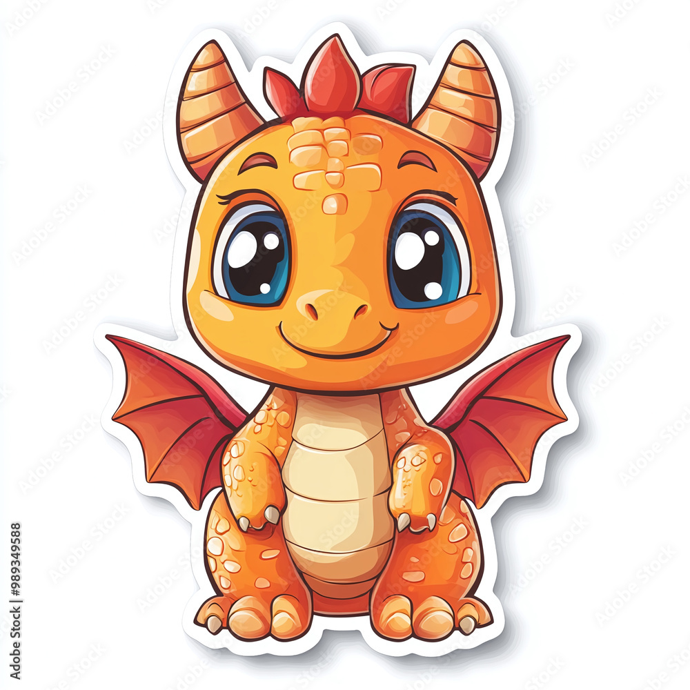 Adorable Cartoon Orange Dragon Illustration for Kids in Whimsical Fantasy Art Adorable Cartoon Orange Dragon Illustration for Kids in Whimsical Fantasy Art