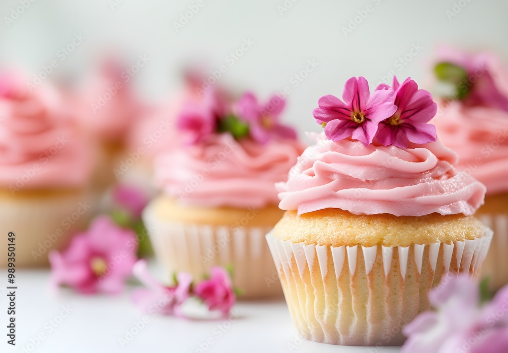Pink Cupcakes with Flowers for Mother's Day Pink Cupcakes with Flowers for Mother's Day