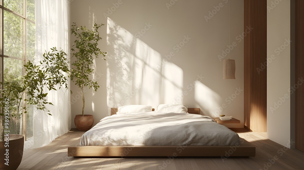 Minimalist modern bedroom design with a low-profile platform bed Minimalist modern bedroom design with a low-profile platform bed