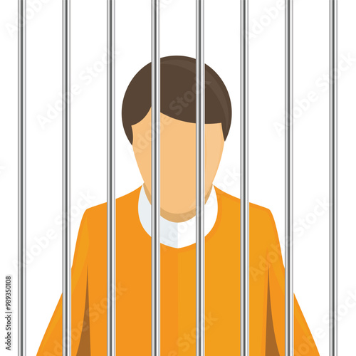 Prison metal bars isolated on white background. Realistic prison fence jail. Criminal or sentence concept.