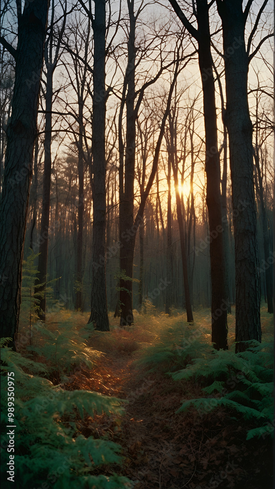 A forest where the trees seem to whisper and glow with an inner light during the twilight A forest where the trees seem to whisper and glow with an inner light during the twilight