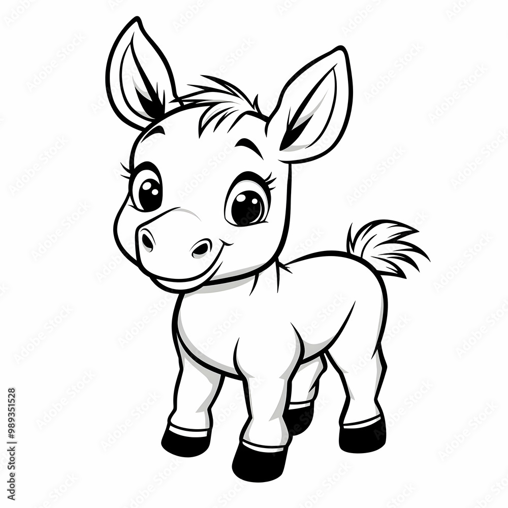 Naklejka premium Cute Cartoon Donkey Illustration