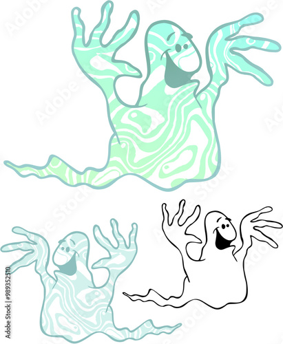 It's Spooky Season, enthusiastic ghost with variations 