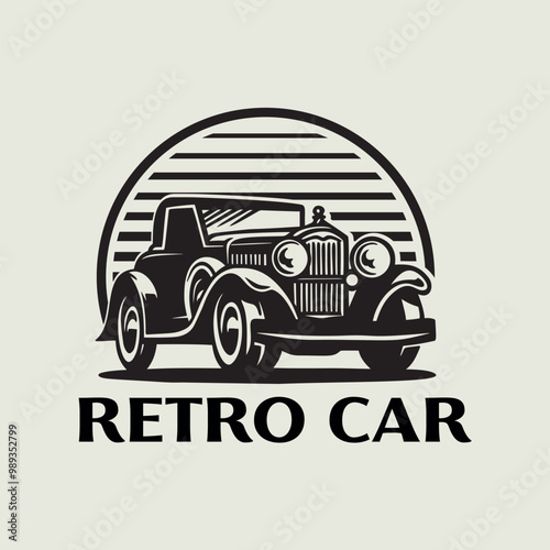 retro car logo on a light background