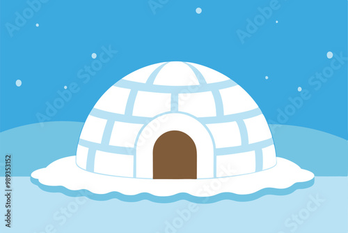 Snow Igloo Line Art Vector Drawing.