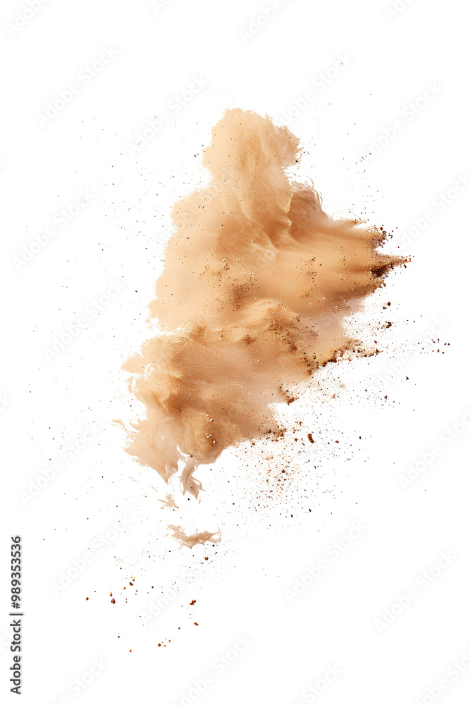 Φωτογραφία tan cloud of sand on white background