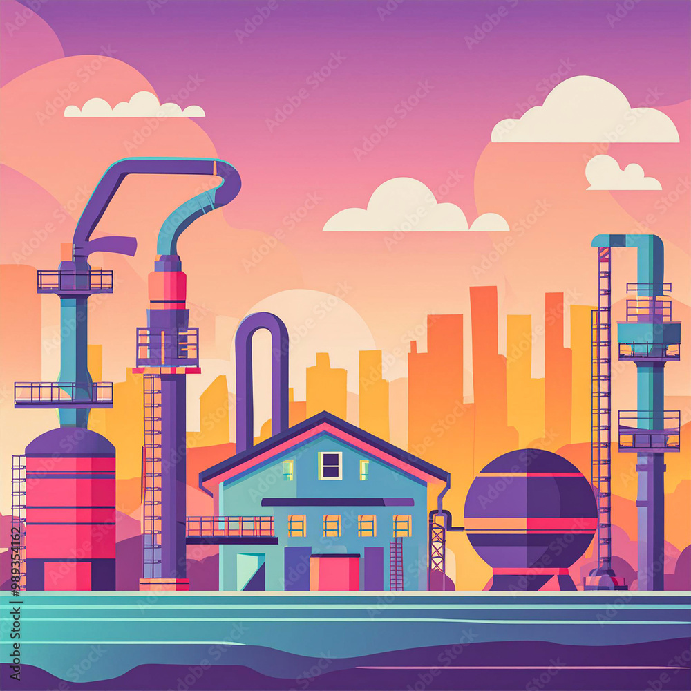 Obraz premium industrial illustration of factory settings 