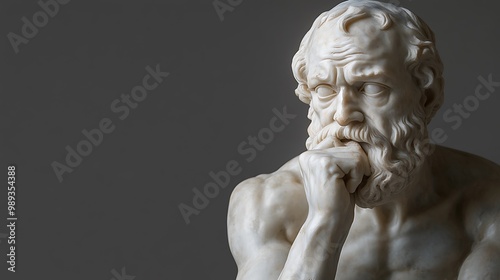 Contemplating Perfection: Powerful Marble Statue of a Thinker Embodying Intellectual Excellence