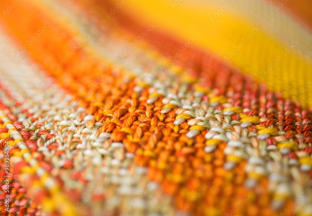 Close-up of Orange and Yellow Striped Woven Rug Close-up of Orange and Yellow Striped Woven Rug
