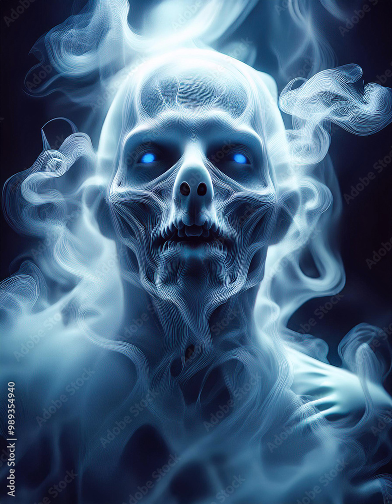 Fototapeta premium Skeleton in the smoke Halloween horror style