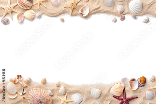 Fototapeta Naklejka Na Ścianę i Meble -  Sand and sea shells on white background