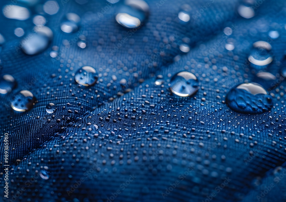 Water Droplets on Blue Fabric Macro Photography Water Droplets on Blue Fabric Macro Photography