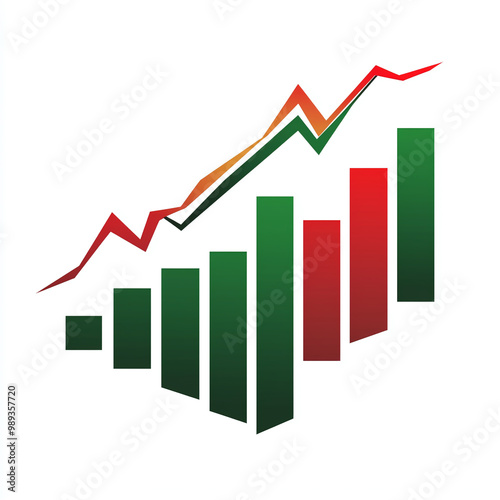 Financial Growth Analytics with Upward Trend Stock Market Graphs