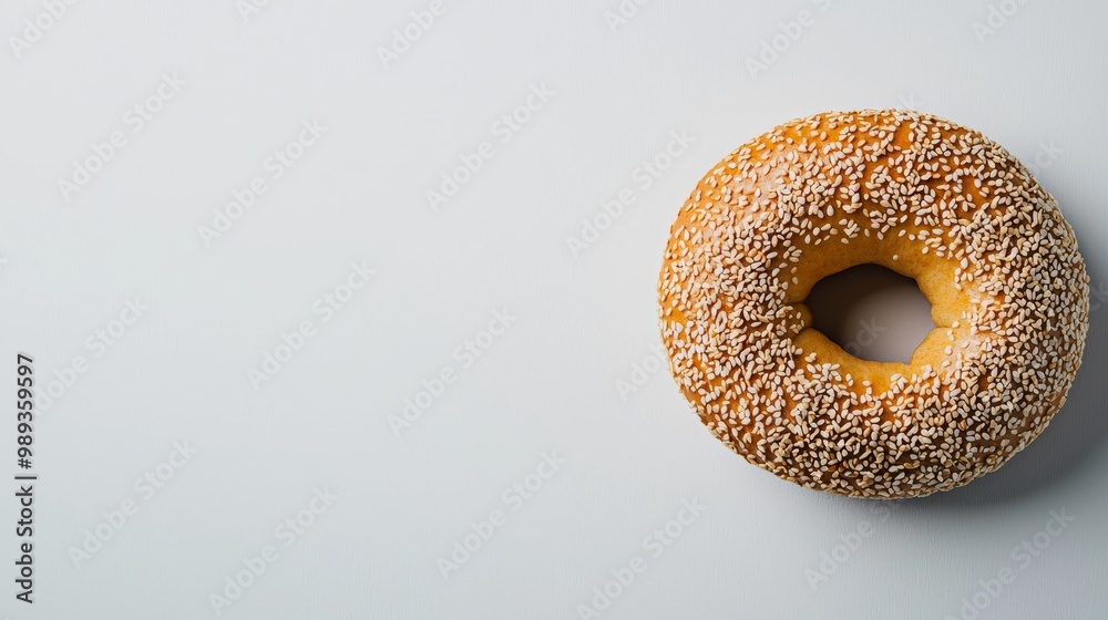 Golden Sesame Seed Bagel Closeup Macro View of Freshly Baked Pastry on Minimalist Wood Background - Appetizing Gourmet Breakfast Concept Golden Sesame Seed Bagel Closeup Macro View of Freshly Baked Pastry on Minimalist Wood Background - Appetizing Gourmet Breakfast Concept
