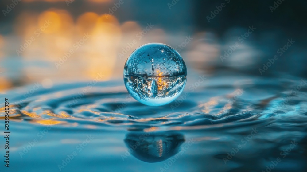 Glass Sphere Floating on Water Glass Sphere Floating on Water
